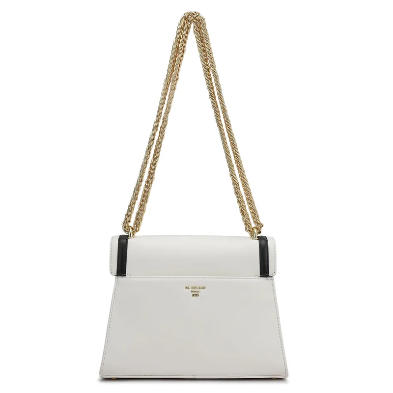 Da Milano  Small Plain Leather Shoulder Bag - Snow for Women | Best Price UAE